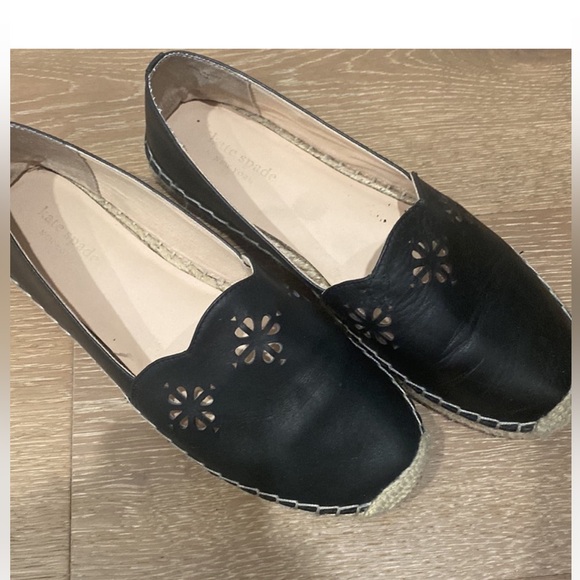 Kate Spade Black Espadrille Flats with Floral Cutouts - Picture 2 of 6